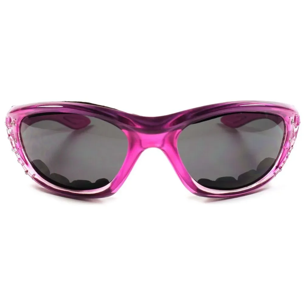 Fashion Rhinestone Motorcycle Foam Back Padded Womens Biker Sunglasses E35C